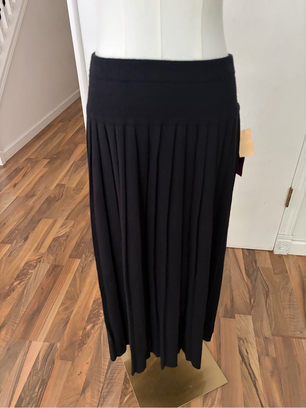 Vintage Mohair Lambswool Black Midi Skirt, NWT, Large